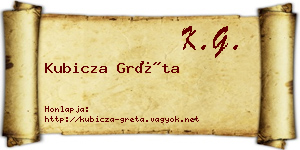 Kubicza Gréta névjegykártya